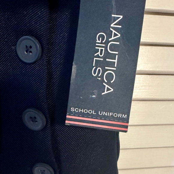 NWT NAUTICA School Uniform Pleated Skort-skirt Navy Blue-Elastic waist- buttons - Picture 5 of 9